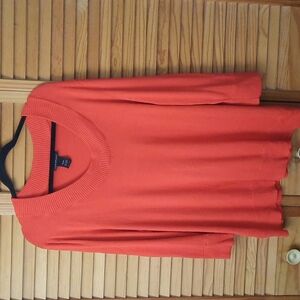 Lane Bryant Burnt Orange U Neckline  3/4 Sleeve Lightweight Sweater Size 18/20